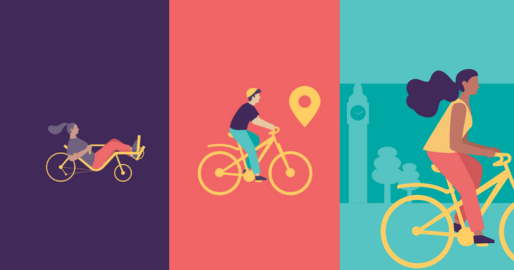 Graphic of cyclists using different types of bikes