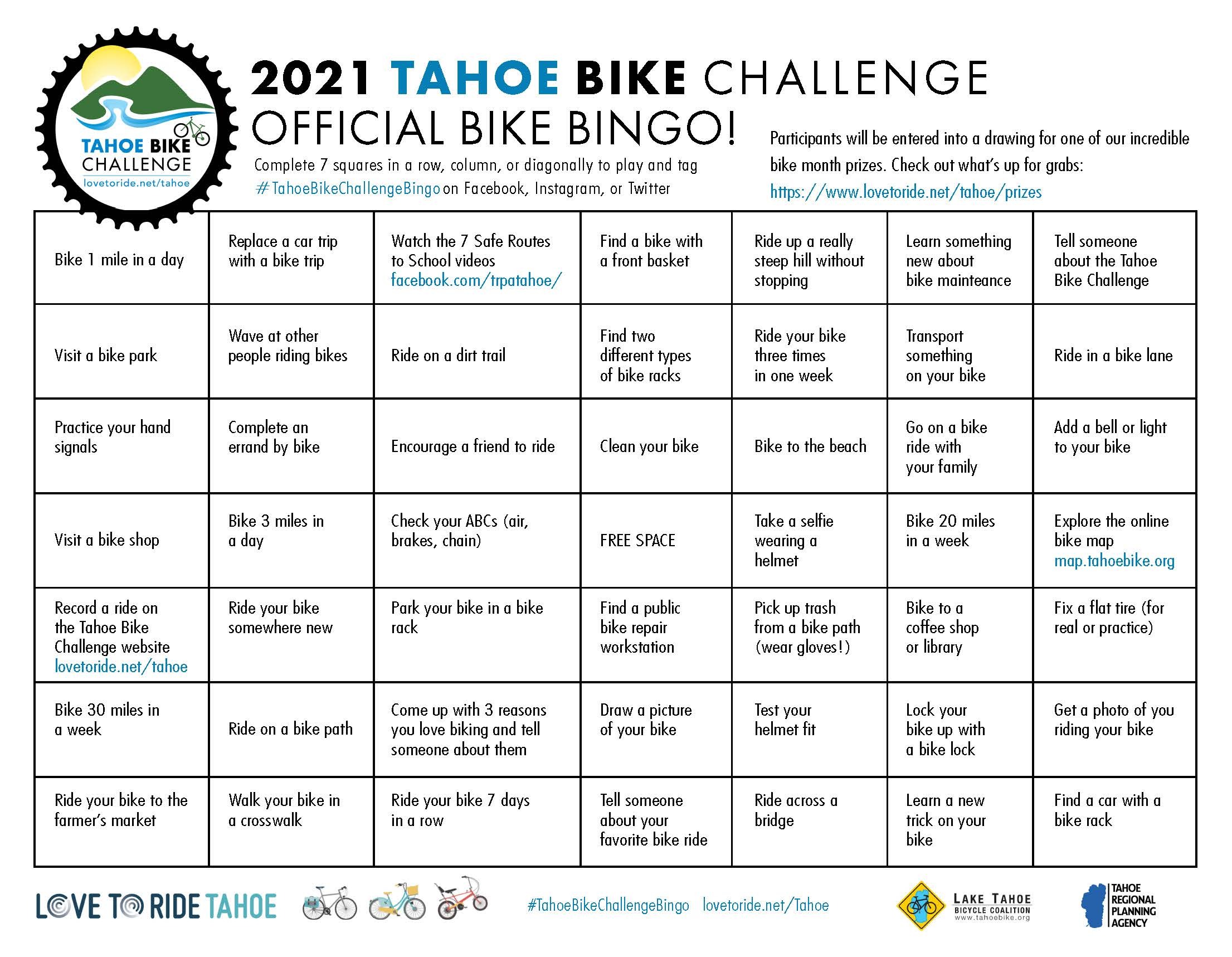 2021 Bike Challenge Bingo 2021 Bike Challenge Bingo