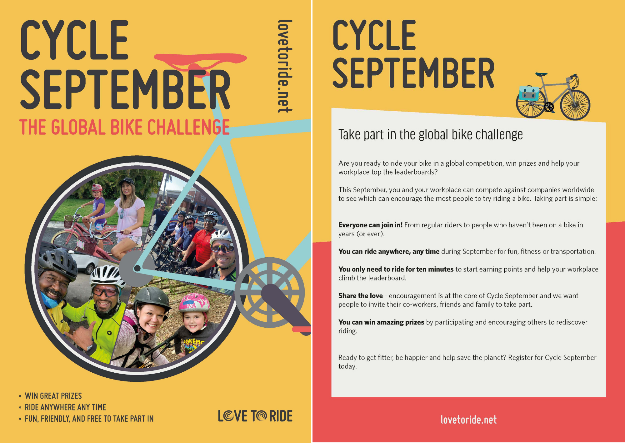 2-page spread of a Cycle September flyer 2-page spread of a Cycle September flyer