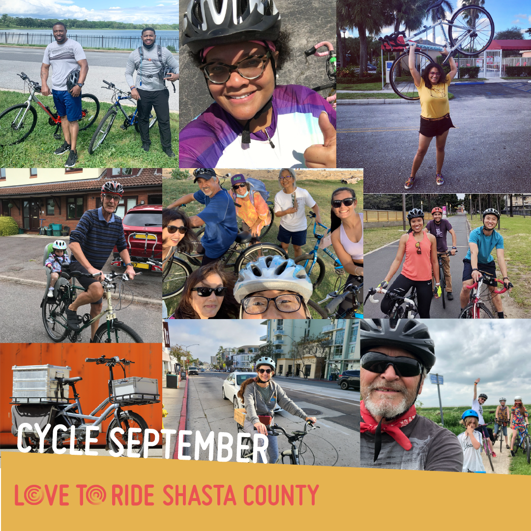 A square collage of photos of happy riders with the text ‘Cycle September’ and the Love to Ride logo. A square collage of photos of happy riders with the text ‘Cycle September’ and the Love to Ride logo.