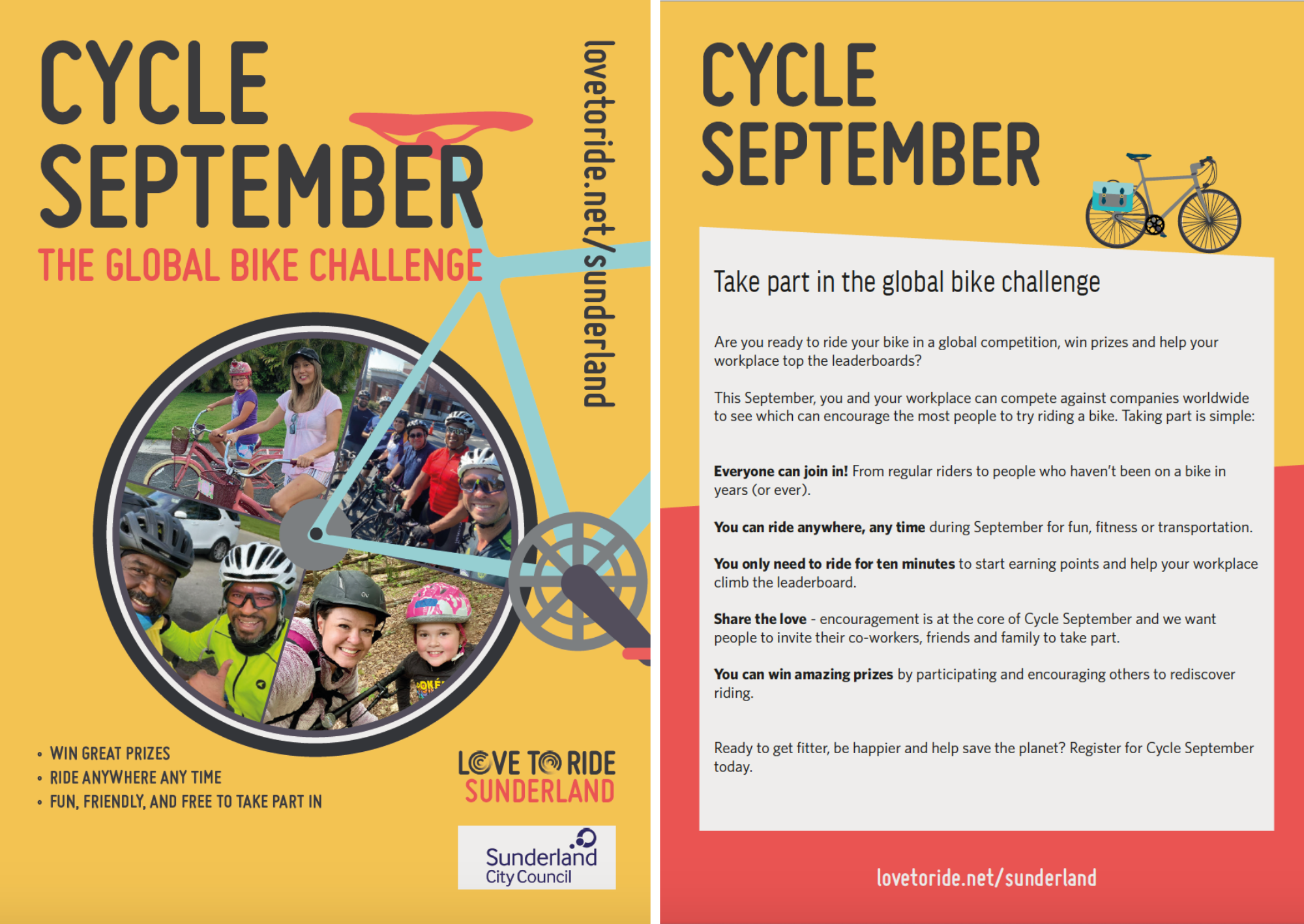 2-page spread of a Cycle September flyer 2-page spread of a Cycle September flyer