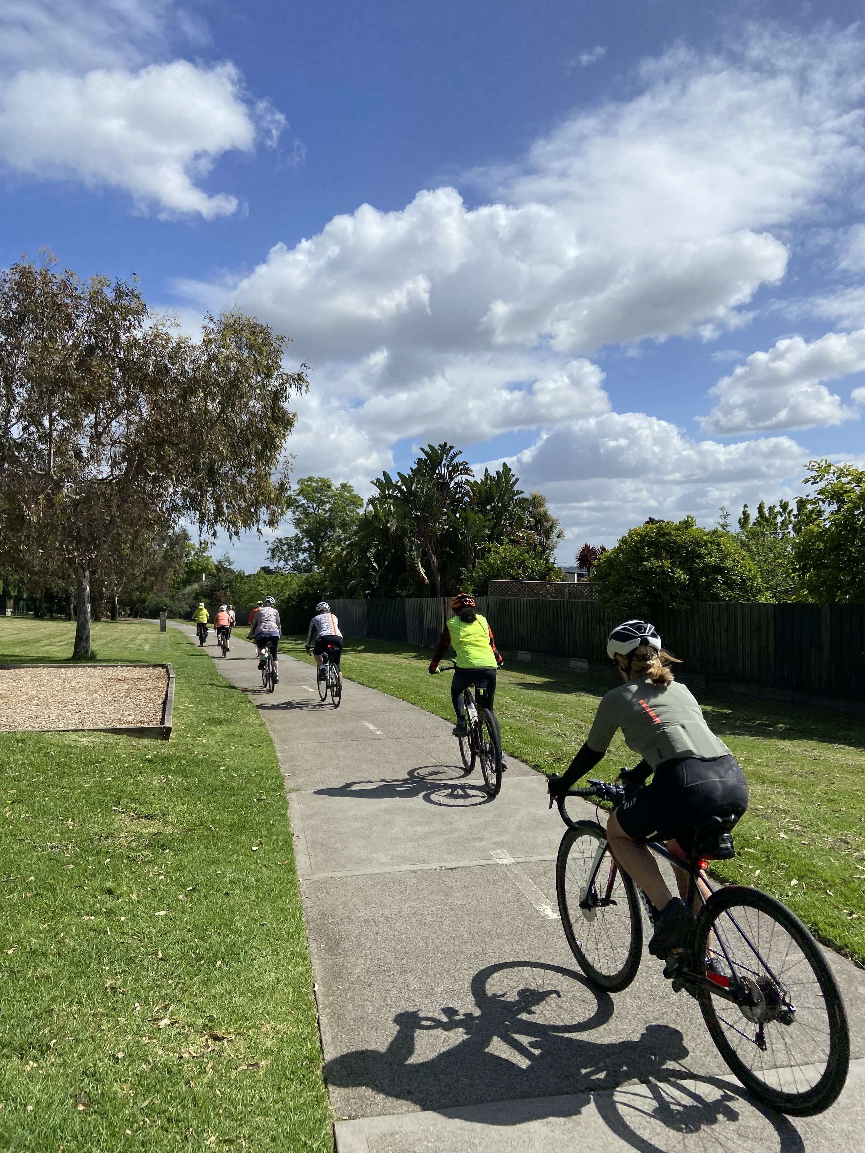 A group of riders in a park