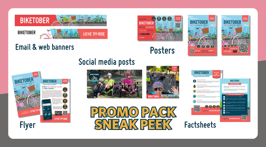 Preview of the promo pack elements including graphics to share