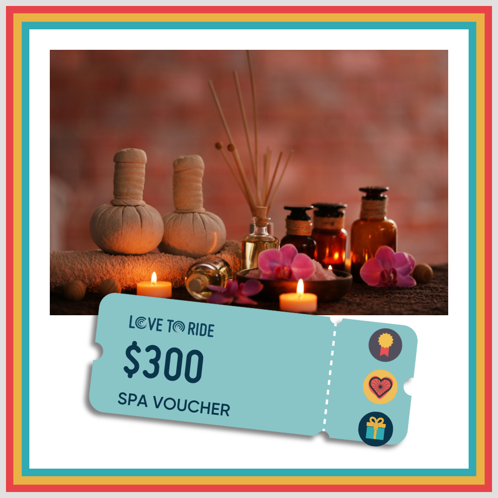 Spa voucher worth $300 and an image of a spa