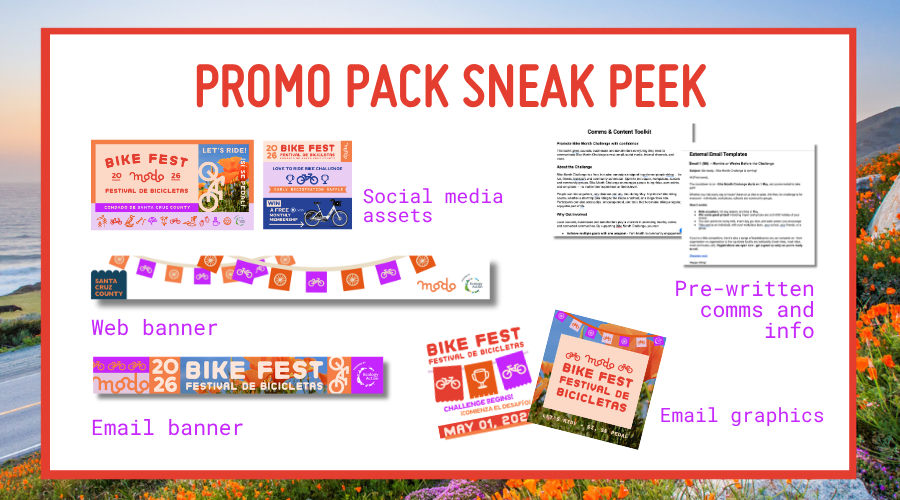Preview of the promo pack elements including graphics to share