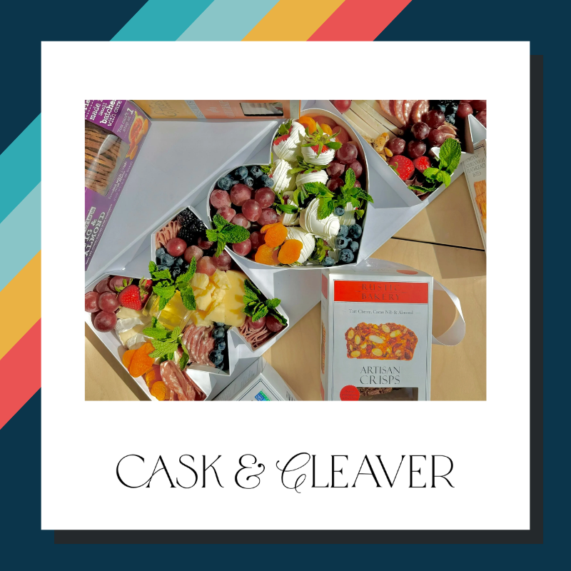 Image of a picnic from Cask & Cleaver and their logo
