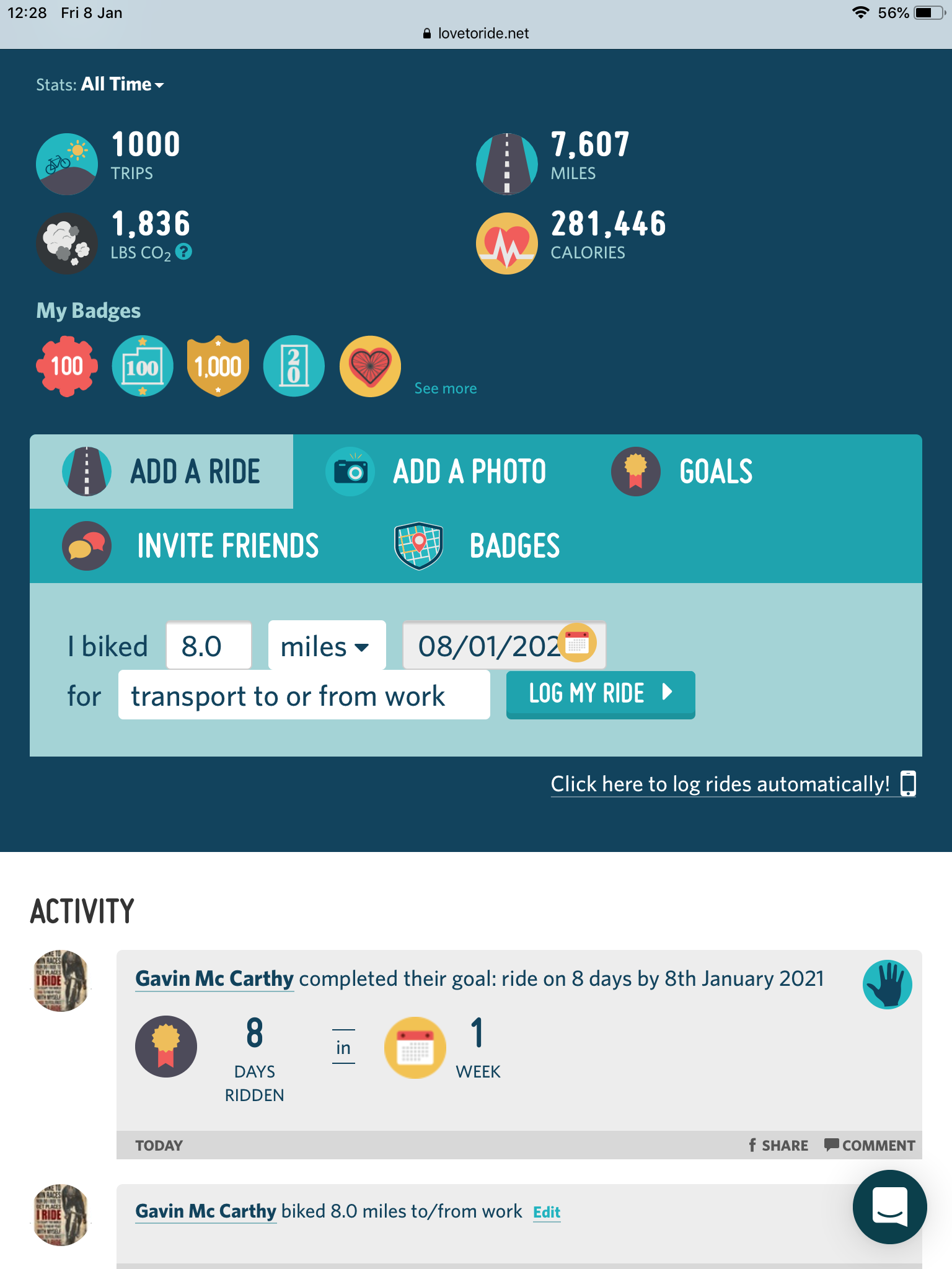 1000th Love To Ride trip milestone